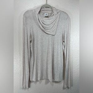 Cabi #3226 Long Sleeve Cowl Neck Lightweight Top in Oatmeal Women’s Medium